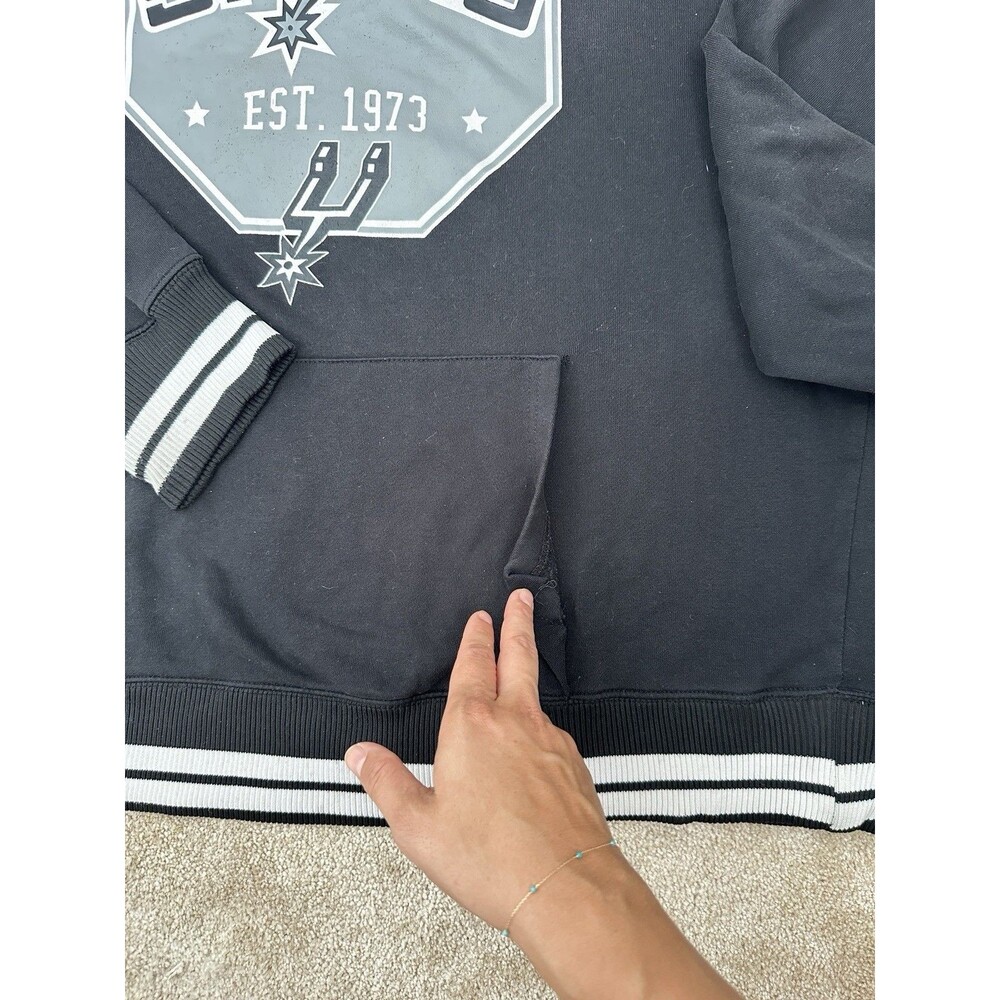 NBA San Antonio Spurs Black Hoodie XL EST 1973 Graphic Pullover Sweatshirt - Picture 5 of 8